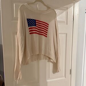 Z Supply Slouchy American Flag Sweater